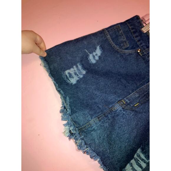 NWT Jolie & Joy denim mini distressed skort size large - Picture 3 of 8